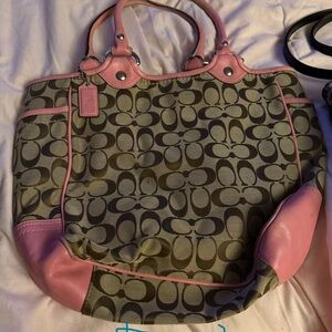 Coach Pink and Brown Signature Tote